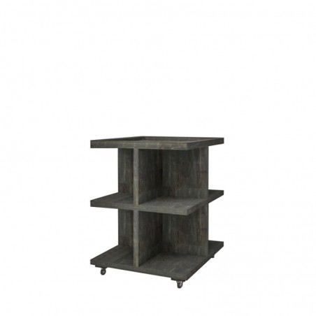 Island display unit on wheels, Solid wood | TRADIS