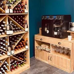 Wooden wine bar, 2 doors 2 drawers L 119 cm, Solid Wood indoor