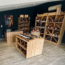 Wine display on wheels, 6 racks, Solid wood