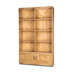 Étagère 8 casiers L119 cm, 2 portes, bois massif