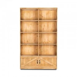 Étagère 8 casiers L119 cm, 2 portes, bois massif