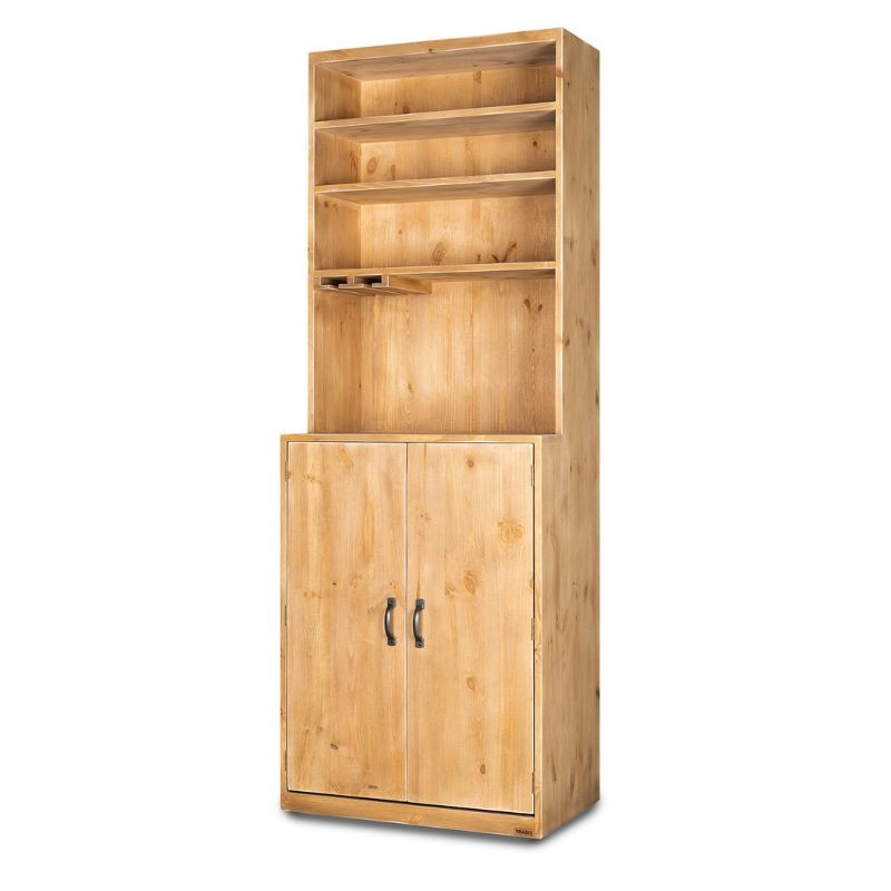 Buffet à vin de service H195 cm, 2 portes, bois massif