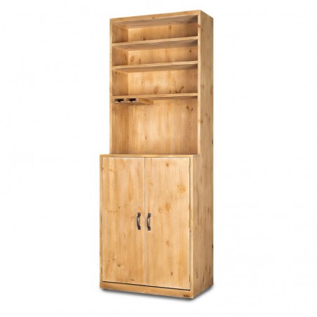 Buffet à vin de service H195 cm, 2 portes, bois massif