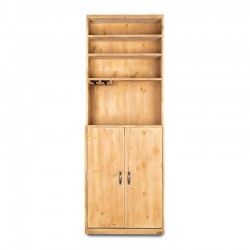 Buffet à vin de service H195 cm, 2 portes, bois massif