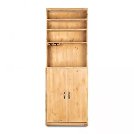 Buffet à vin de service H195 cm, 2 portes, bois massif