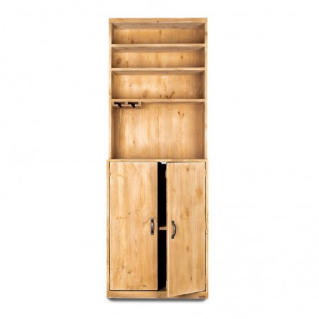 Buffet à vin de service H195 cm, 2 portes, bois massif