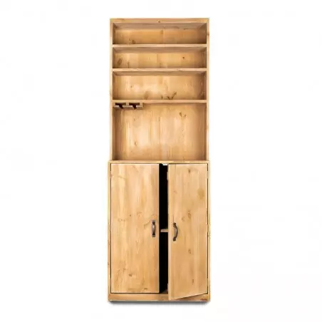 Buffet à vin de service H195 cm, 2 portes, bois massif