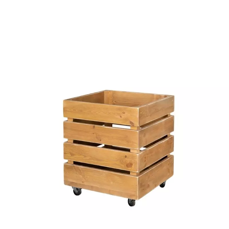 Wooden crate on wheels