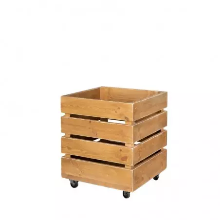 Wooden crate on wheels