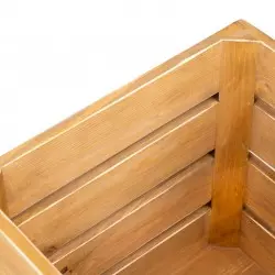 zoom on wooden crate on wheels