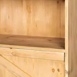 zoom on solid wood bakery shelf