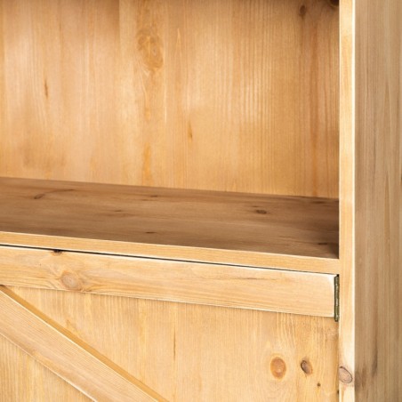 zoom on solid wood bakery shelf