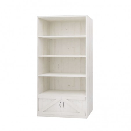 4-tier shelf unit 2 cupboards, solid wood | TRADIS