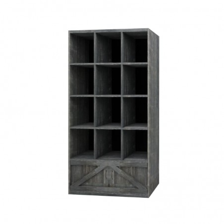 12-cube shelf unit 2 doors, solid wood | TRADIS