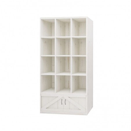 12-cube shelf unit 2 doors, solid wood | TRADIS