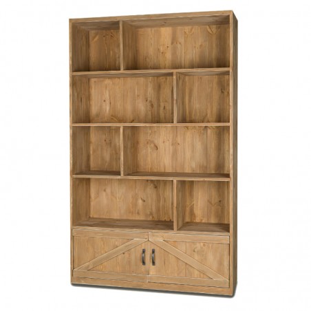 8-cube shelf unit 2 doors H195, solid wood