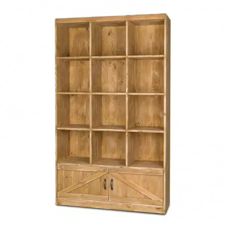 12-cube shelf unit 2 doors, solid wood | TRADIS