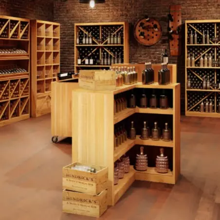 Shop display corner counter, Solid wood wine cellar