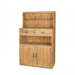 Buffet de service H160 cm, 2 tiroirs, 2 portes, bois massif