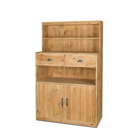 Buffet de service H160 cm, 2 tiroirs, 2 portes, bois massif