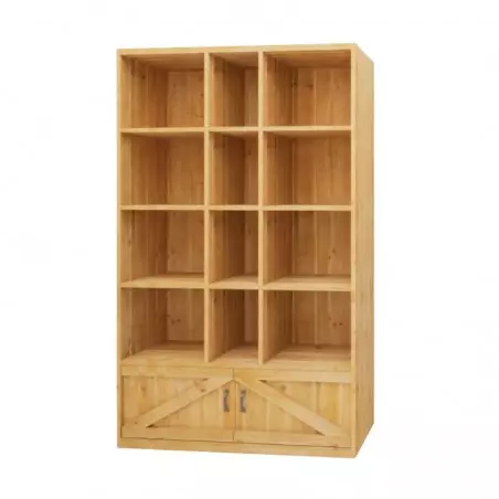 12-cube shelf unit 2 cupboards, solid wood