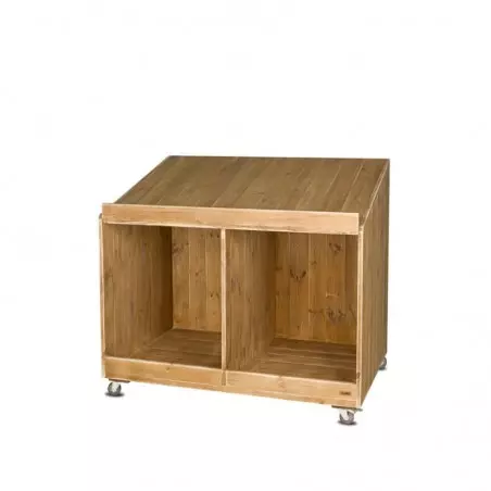 Vegetable display unit on wheels, Solid wood