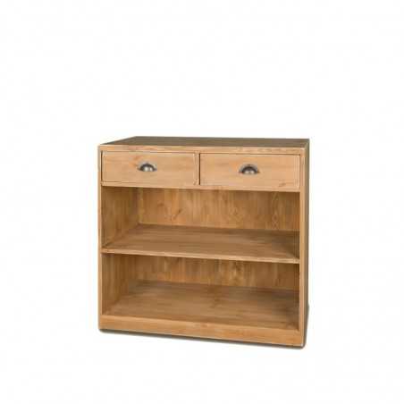 Buffet de service H90cm 2 tiroirs, bois massif