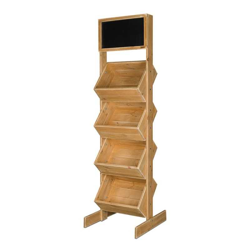 4-tier wooden display stand with chalkboard top