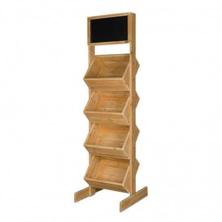 4-tier wooden display stand with chalkboard top