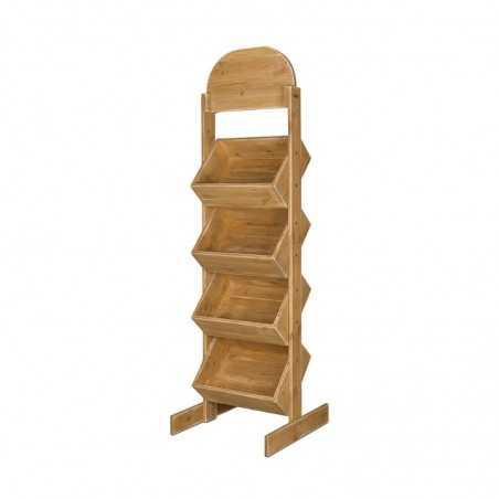 4-tier wooden display stand with display fixtures, Solid wood