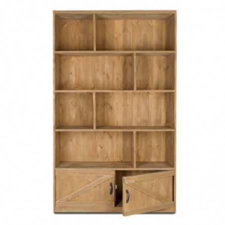 8-cube shelf unit 2 doors H195, solid wood opened