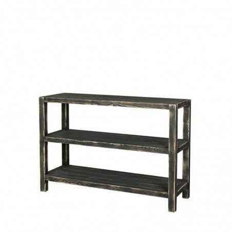 3-tier console table, solid wood Noir Charbonneux