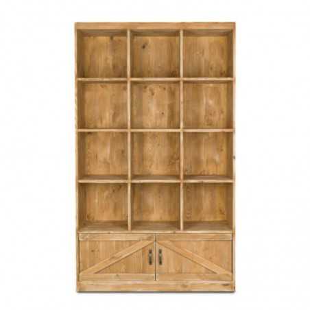 12-cube shelf unit 2 doors, solid wood | TRADIS