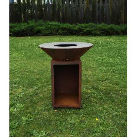 Simple brazier 80 on wheels, corten steel