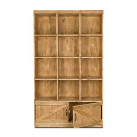 12-cube shelf unit 2 doors, solid wood | TRADIS