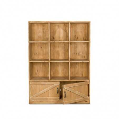 9-cube shelf unit 2 doors, solid wood opened