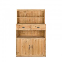 Buffet de service H160 cm, 2 tiroirs, 2 portes, bois massif