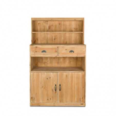 Buffet de service H160 cm, 2 tiroirs, 2 portes, bois massif