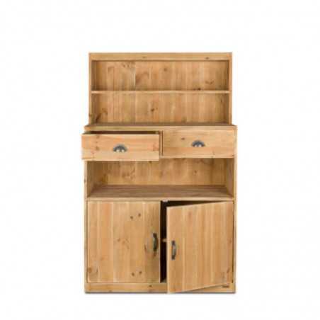 Buffet de service H160 cm, 2 tiroirs, 2 portes, bois massif