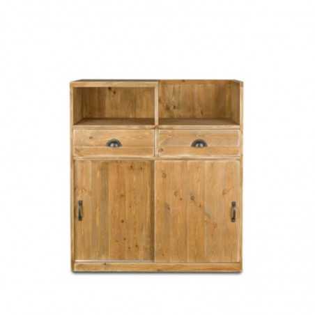 Comptoir de caisse, 2 portes, 2 tiroirs, bois massif