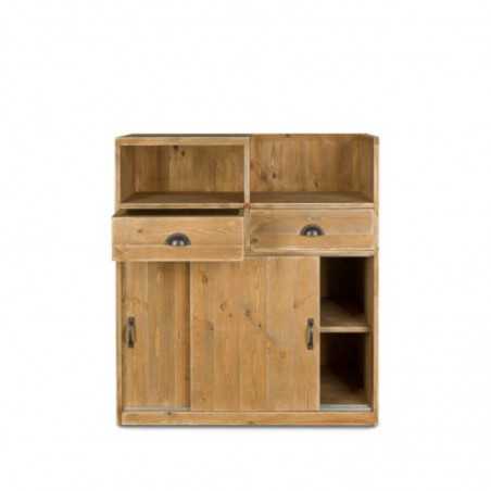 Comptoir de caisse, 2 portes, 2 tiroirs, bois massif