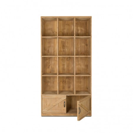 12-cube shelf unit 2 doors, solid wood opened