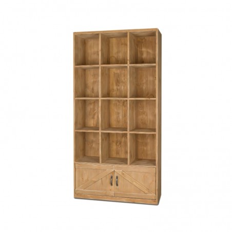 12-cube shelf unit 2 doors, solid wood