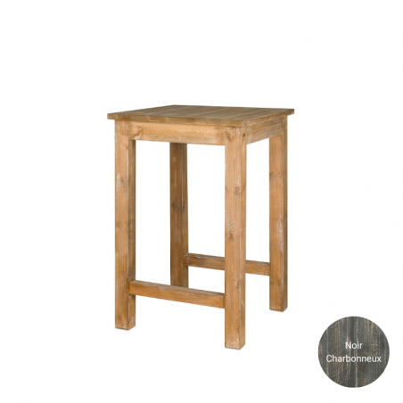 Square high bar table with footrest, Solid Wood