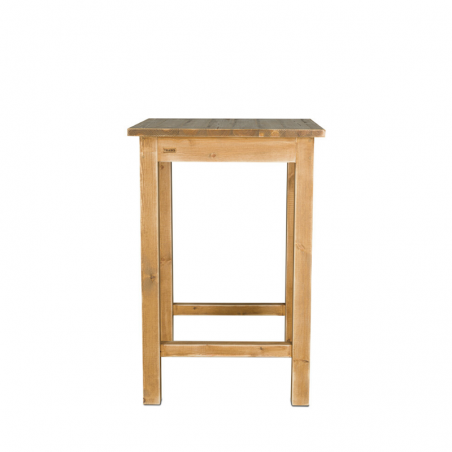 Square high bar table with footrest, Solid Wood