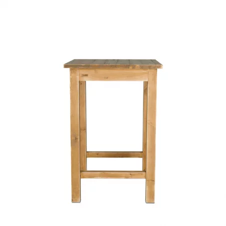 Square high bar table with footrest, Solid Wood